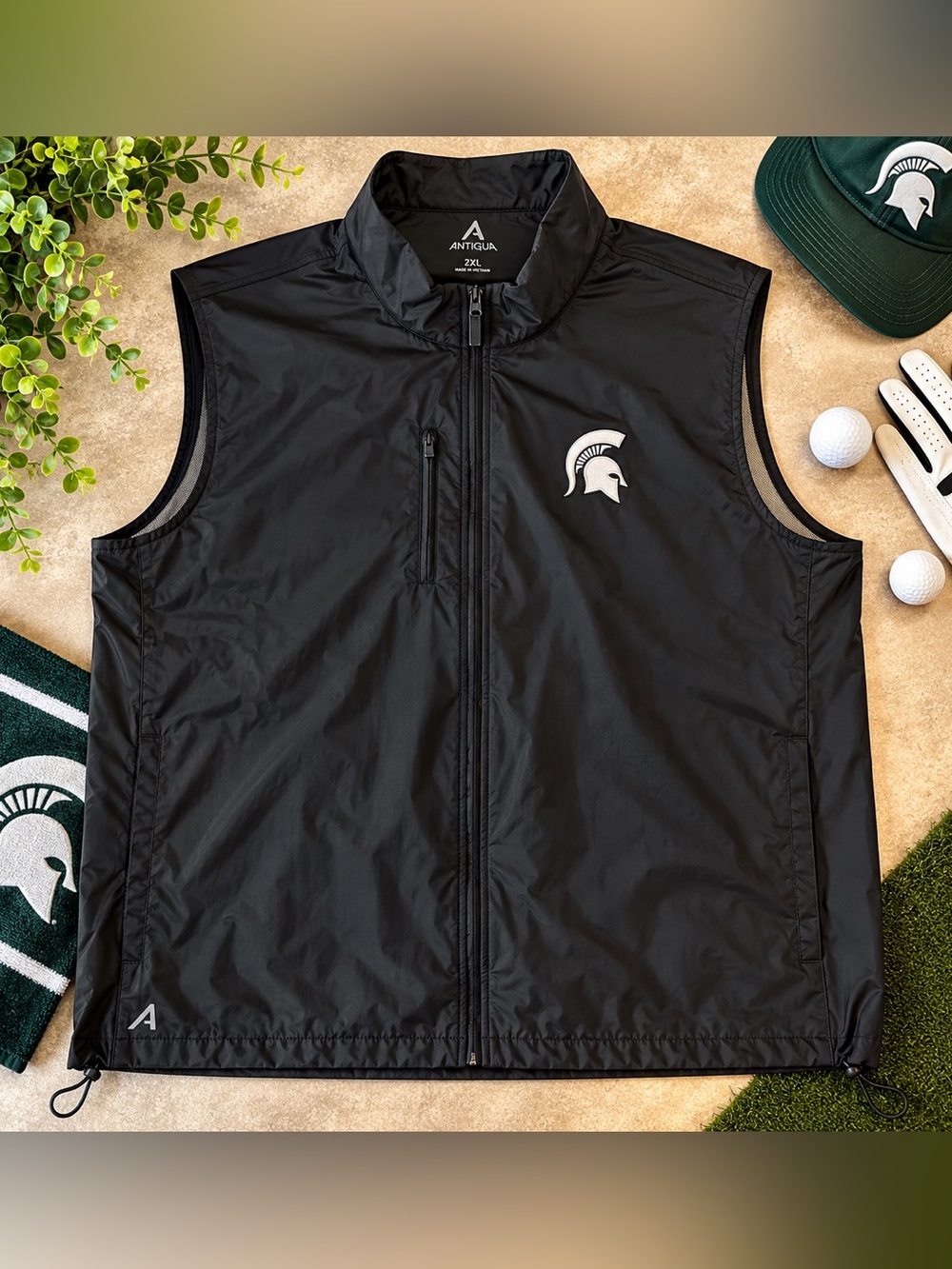 Antigua Michigan State Spartans Men’s 2XL Black Brisk Vest NWT